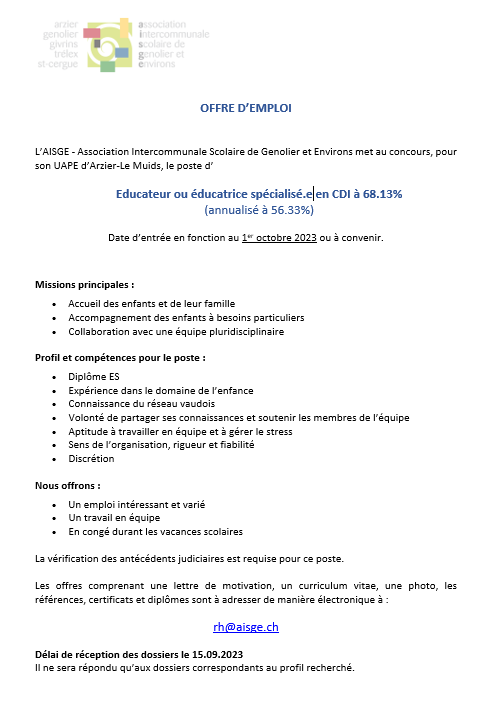 Annonce ES UAPE RDM
