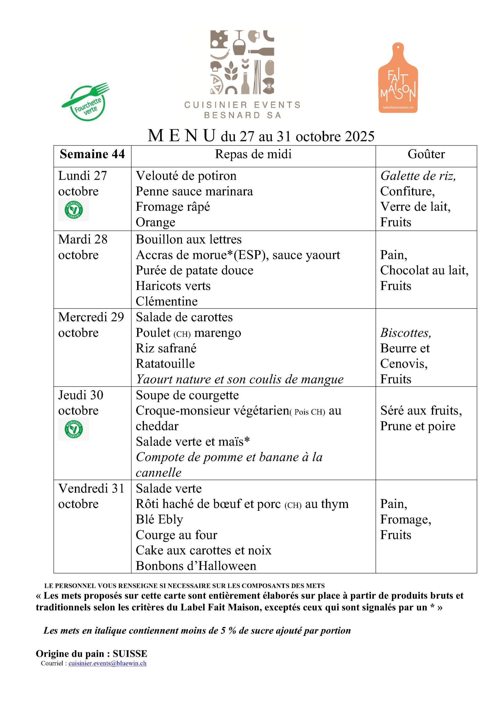 Menus semaine 44 FV+goûter-AISGE