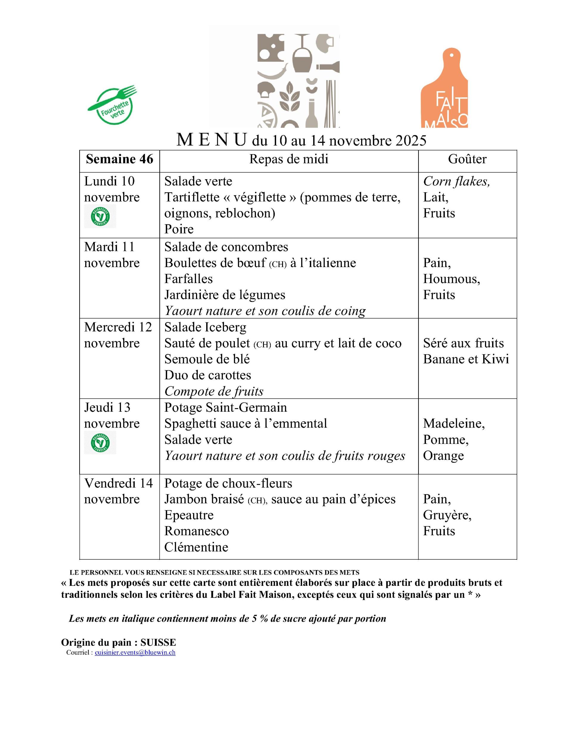 Menus semaines46