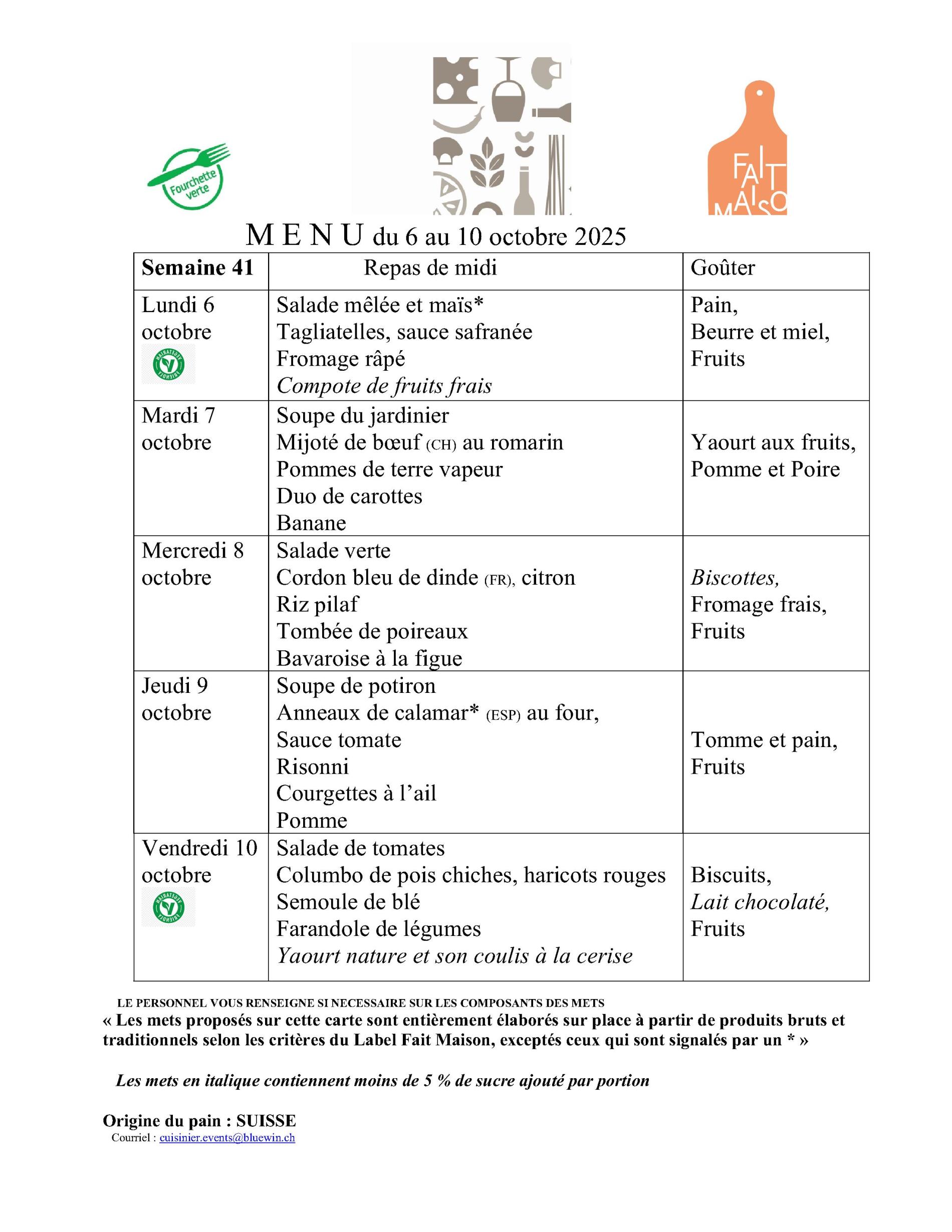 Menus semaine 41 FV+ goûter-AISGE
