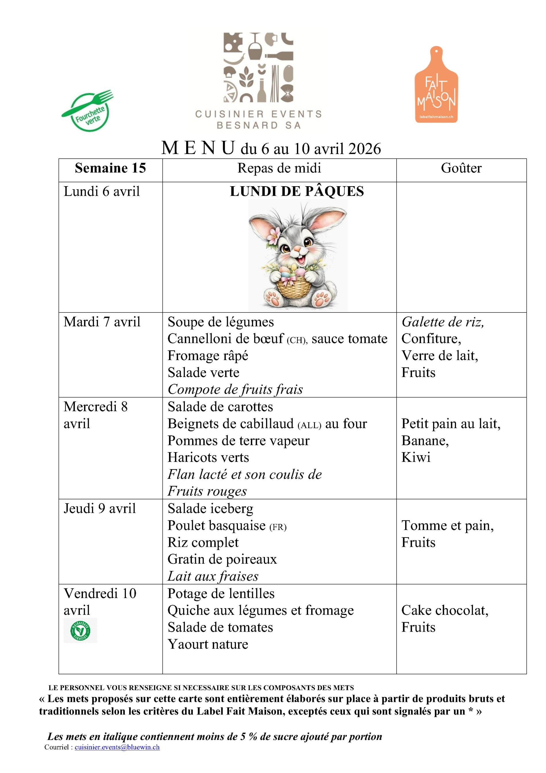 Menus semaie 15 FV