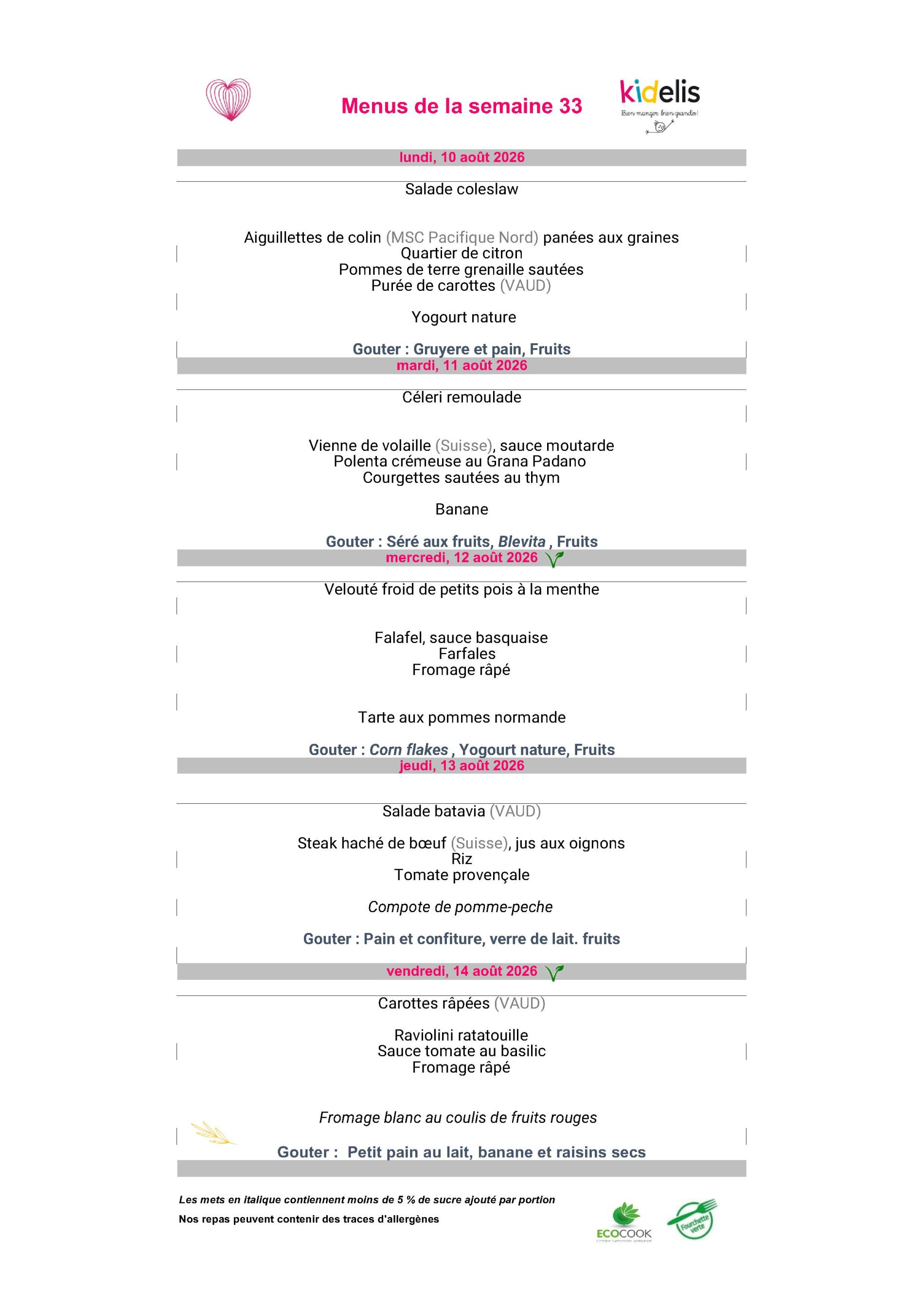 Menus AISGE - S33